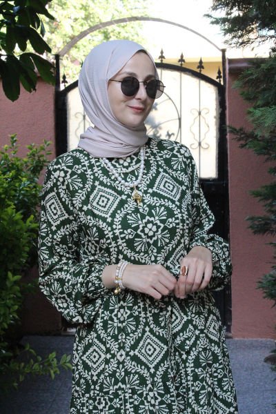 Yeşim Desenli Elbise