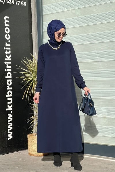 Lacivert Scuba Elbise