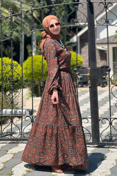 Doğa Desenli Elbise